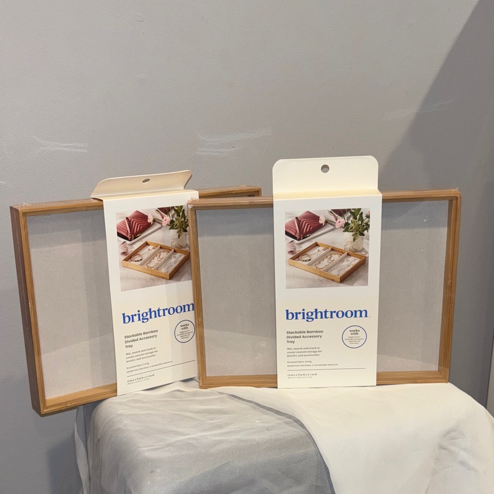 Brightroom stackable bamboo divided accessory tray